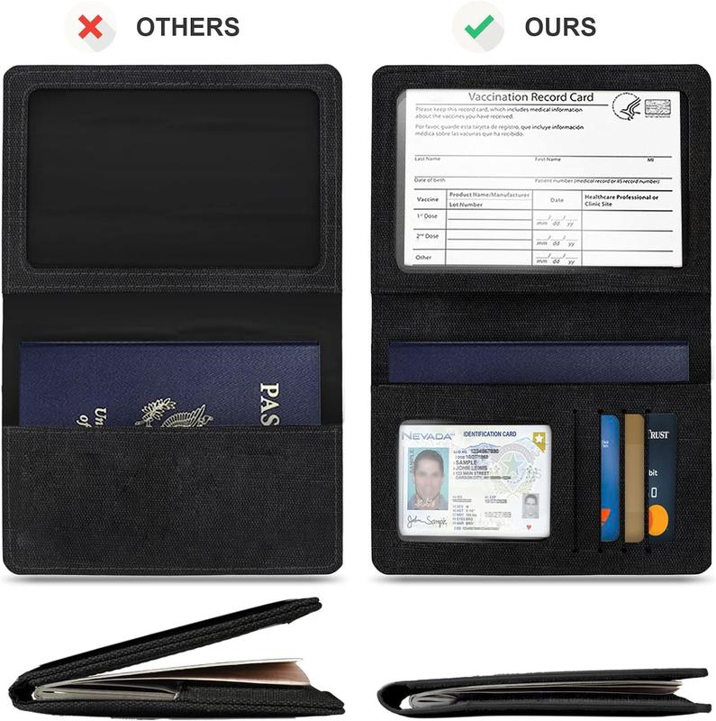 2 Pack Vaccine Card Holder,Passport And Vaccine Card Holder Combo-White&Black