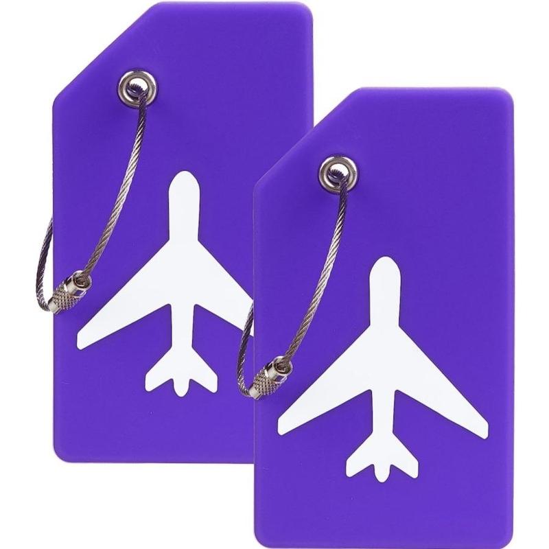 Airplane Design Silicone Luggage Tags, 2 Counts Name Card Travel Accessory Tags For Backpacks Suitcases Travel Bags