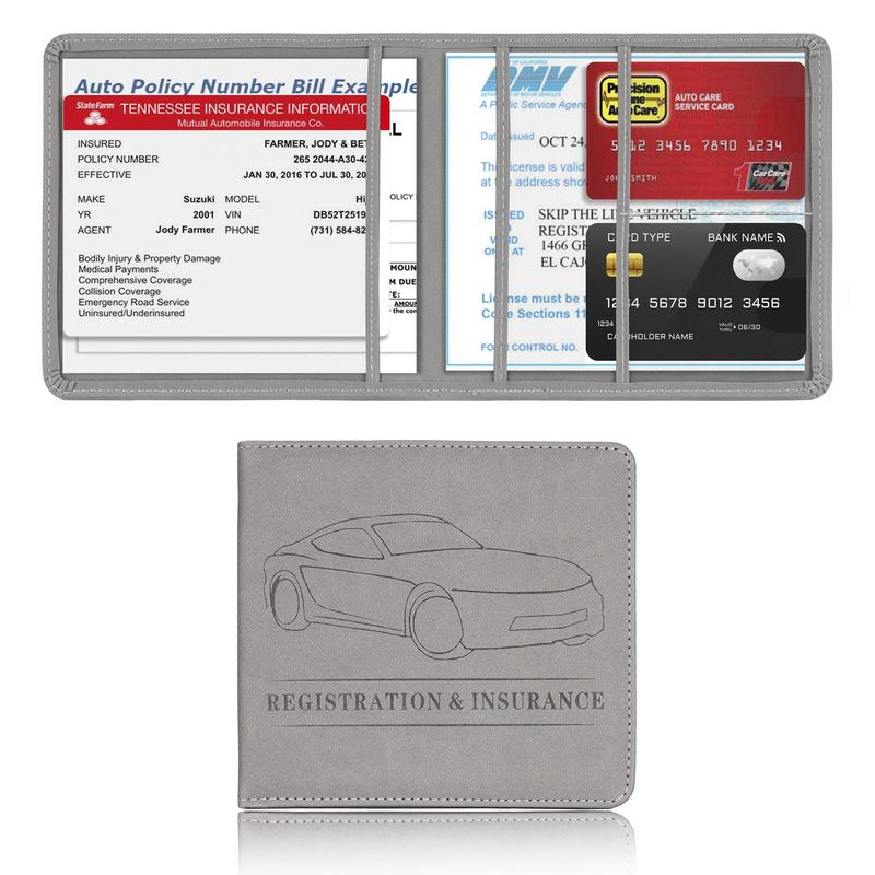 Car Registration & Insurance Holder for Summer Gift, 1 Count Solid Color Car Insurance Profile File Sleeve Holder, Driver's License Sleeve, Summer Travel Car Interior Accessories, Car Accessories