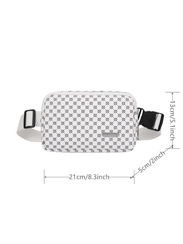 Women's Fashion Polka Dot Print Fanny Pack,  Casual Solid Color Zipper Belt Bag for Daily Used, Lightweight Sporty Multi-pocket Pu Leather Shoulder Bag