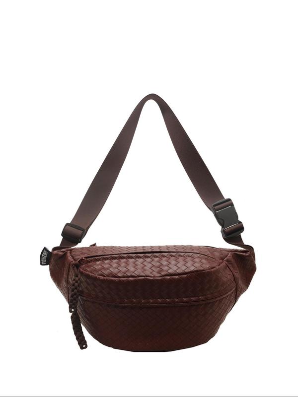 Women's Solid Color Braid Design Crossbody Bag, Fashionable Large Capacity Chest Bag for Daily Used, Casual Trendy Versatile High-quality Daily Commuting Bag