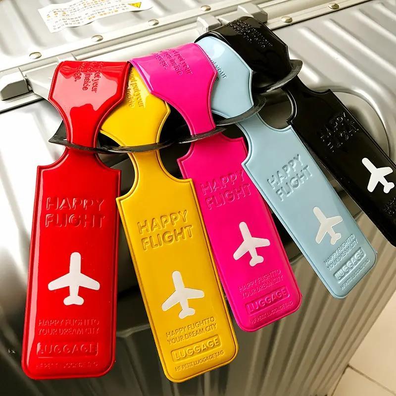 Creative Airplane Design Luggage Tag, 6 Counts set PU Leather Luggage Tag, Travel Identification Tag for Travelers