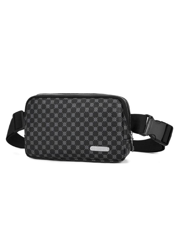 Women's Fashion Polka Dot Print Fanny Pack,  Casual Solid Color Zipper Belt Bag for Daily Used, Lightweight Sporty Multi-pocket Pu Leather Shoulder Bag