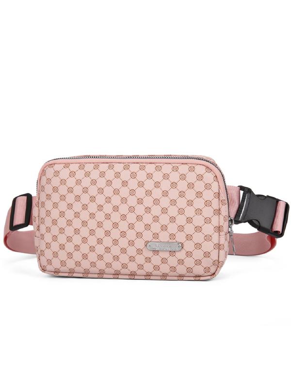 Women's Fashion Polka Dot Print Fanny Pack,  Casual Solid Color Zipper Belt Bag for Daily Used, Lightweight Sporty Multi-pocket Pu Leather Shoulder Bag