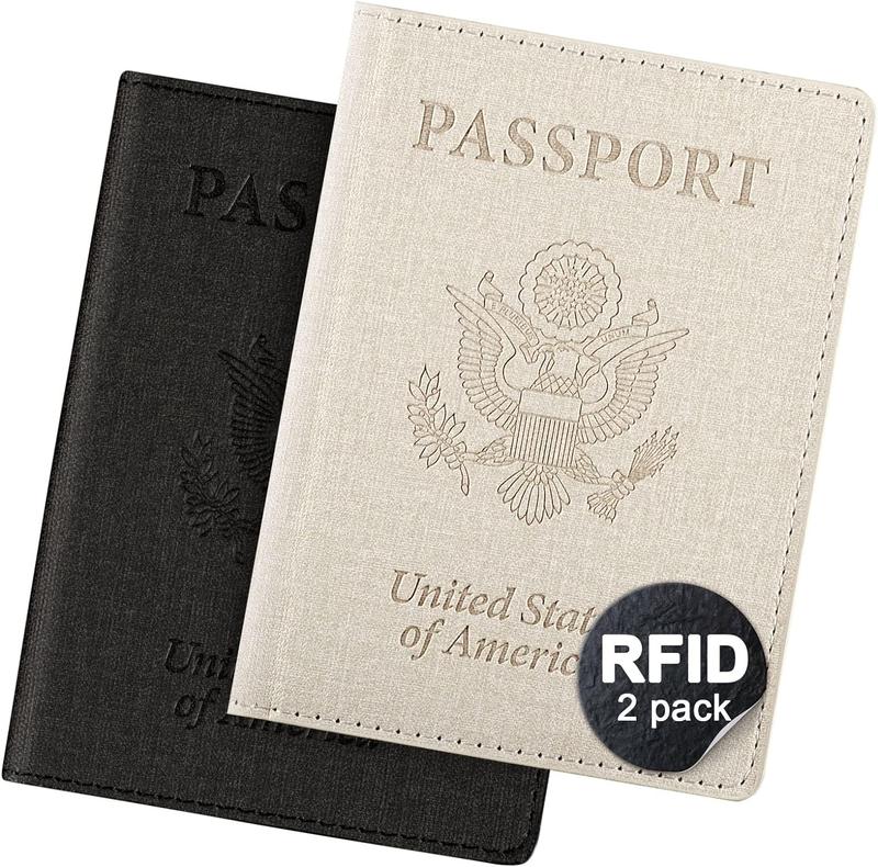 2 Pack Vaccine Card Holder,Passport And Vaccine Card Holder Combo-White&Black