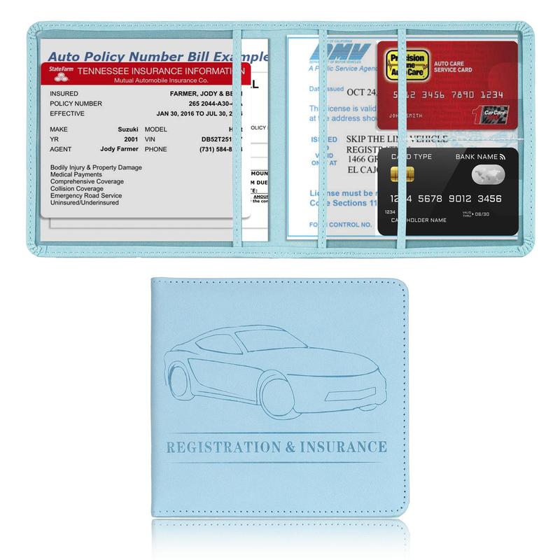 Car Registration & Insurance Holder for Summer Gift, 1 Count Solid Color Car Insurance Profile File Sleeve Holder, Driver's License Sleeve, Summer Travel Car Interior Accessories, Car Accessories