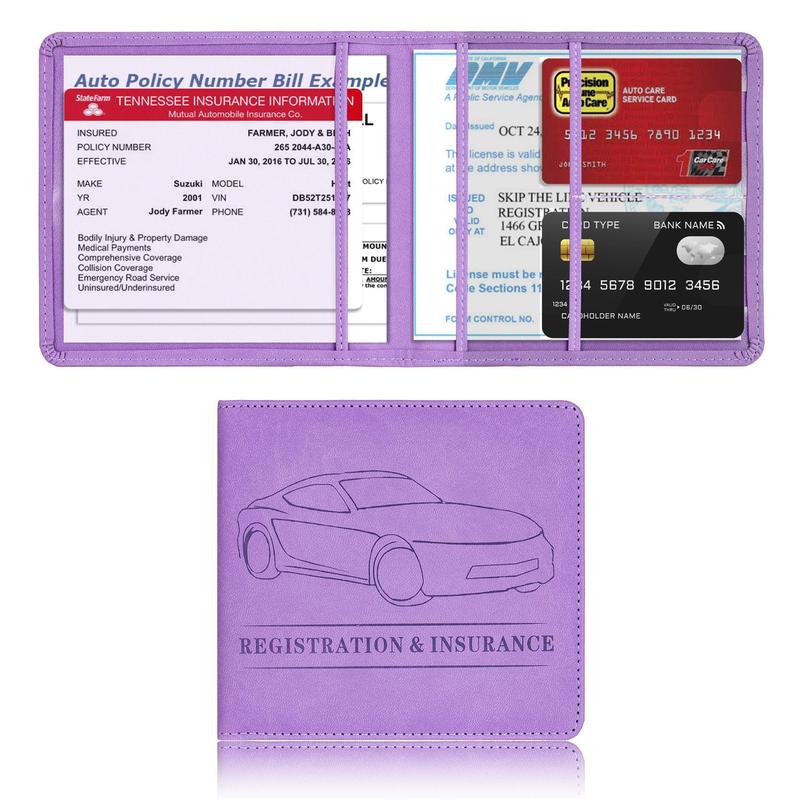 Car Registration & Insurance Holder for Summer Gift, 1 Count Solid Color Car Insurance Profile File Sleeve Holder, Driver's License Sleeve, Summer Travel Car Interior Accessories, Car Accessories