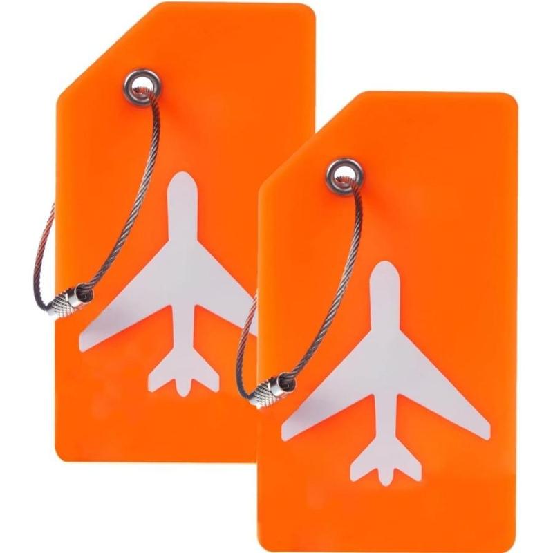 Airplane Design Silicone Luggage Tags, 2 Counts Name Card Travel Accessory Tags For Backpacks Suitcases Travel Bags