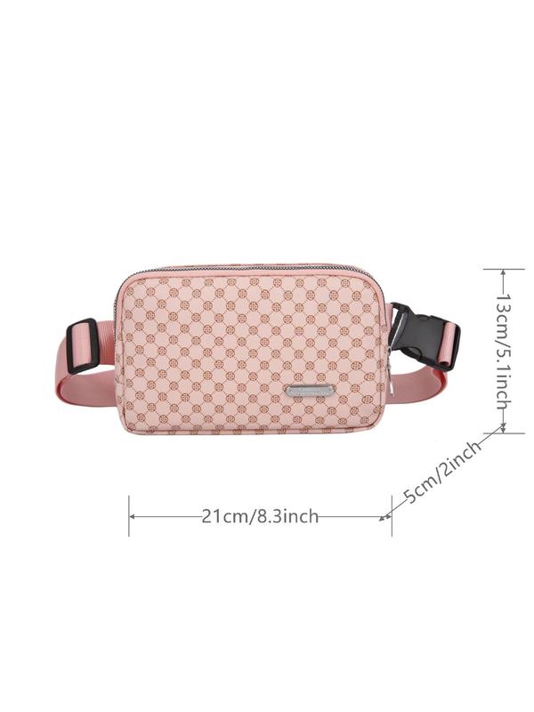 Women's Fashion Polka Dot Print Fanny Pack,  Casual Solid Color Zipper Belt Bag for Daily Used, Lightweight Sporty Multi-pocket Pu Leather Shoulder Bag