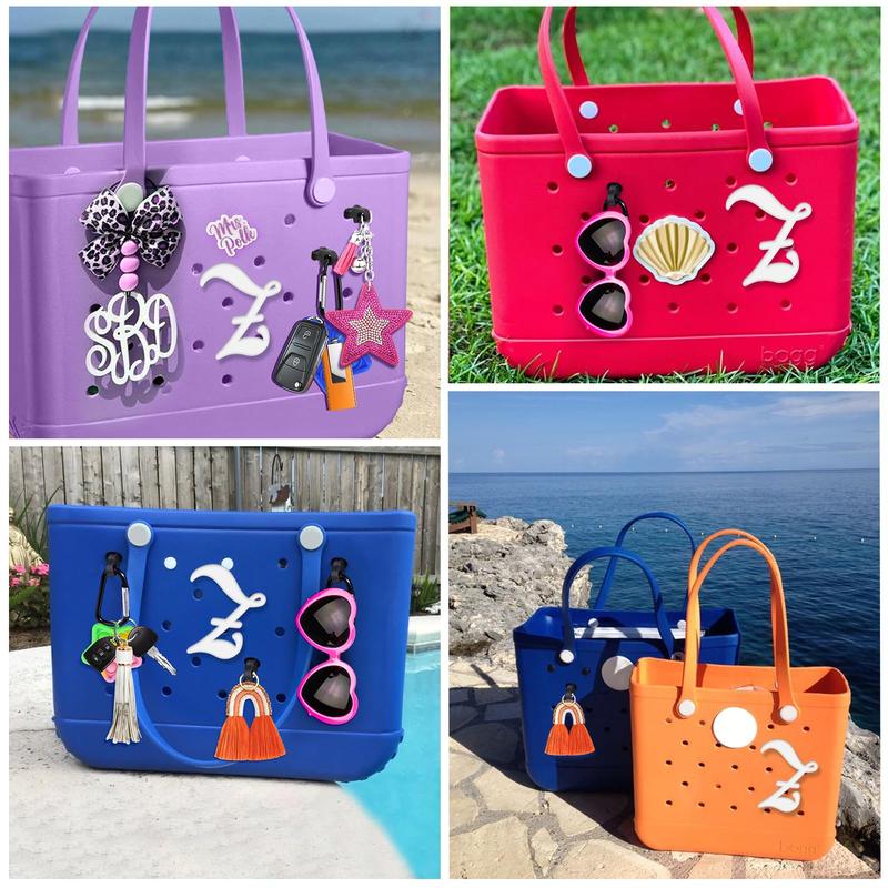 Decorative Lettering Charms for Bogg Bag Beach Bag,Alphabet Lettering Accessories, Decorative Bogg Bag Charms Insert Alphabet Lettering, Alphabet 3D Letters fo Personalizing Handbag DIY White