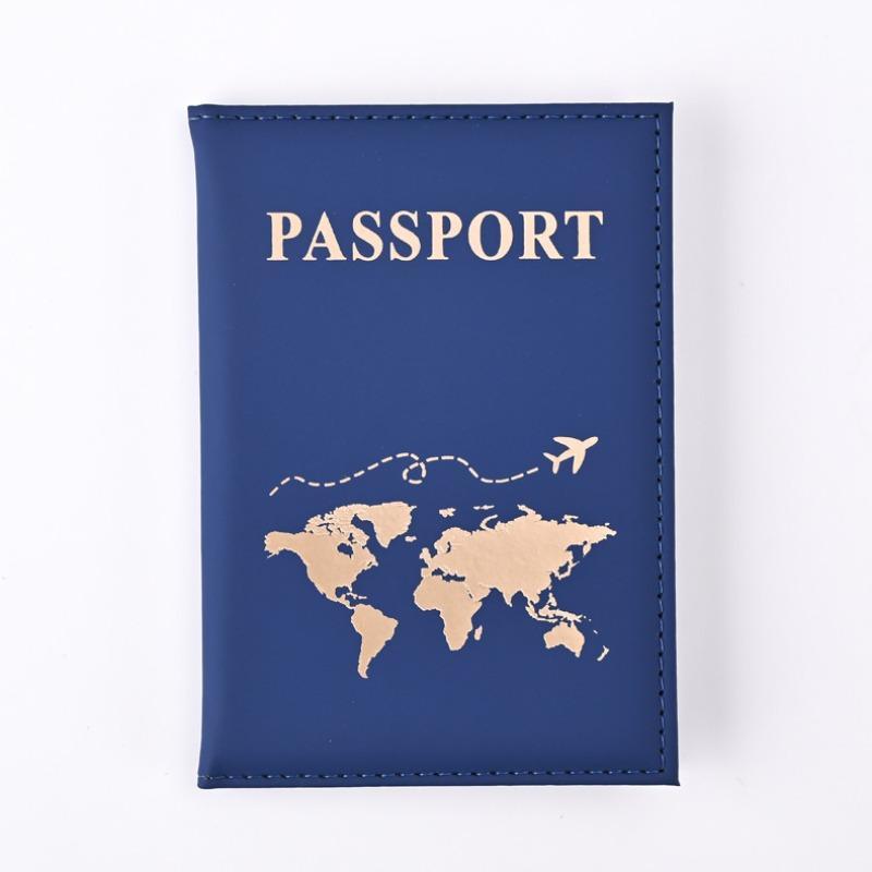 Letter & Map Pattern Passport Case, 1 Count PU Leather Passport Holder, Travel Document Holder, Passport Wallet, Passport Cover, Travel Accessories