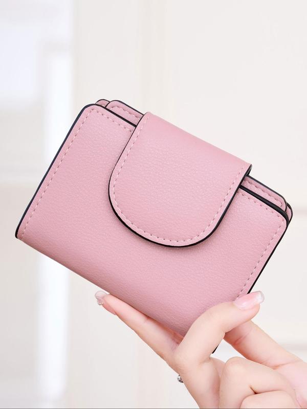 Minimalist Solid Color Short Wallet, 2024 New Style Portable Bifold Small Purse, Casual Multifunctional Credit Card Holder for Daily Use