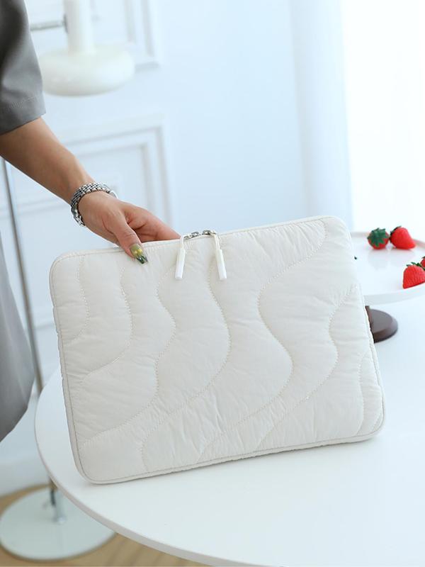 Solid Color Quilted Design Laptop Inner Bag, 2024 New Style Portable Shockproof Zipper Laptop Bag, Fashionable Laptop Inner Bag for Ipad Macbook Air Macbook