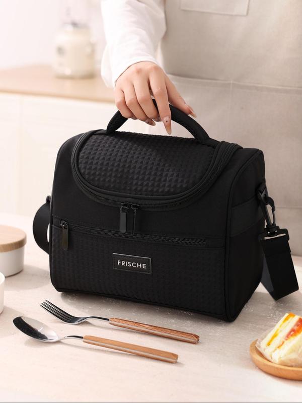 Minimalist Solid Color Lunch Bag, 2024 New Style Fashionable Insulated Lunch Bag with Handle, Lunch Box Bag for Work, School, Travel, Picnic