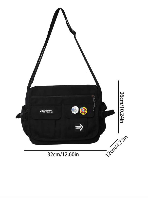 Men's Casual Trendy Zipper Design Messenger Bag for Summer, Large Capacity Waterproof Nylon Shoulder Bag, Designer Crossbody Bags for Men Gifts, Fall Outfits, Fall Freshness