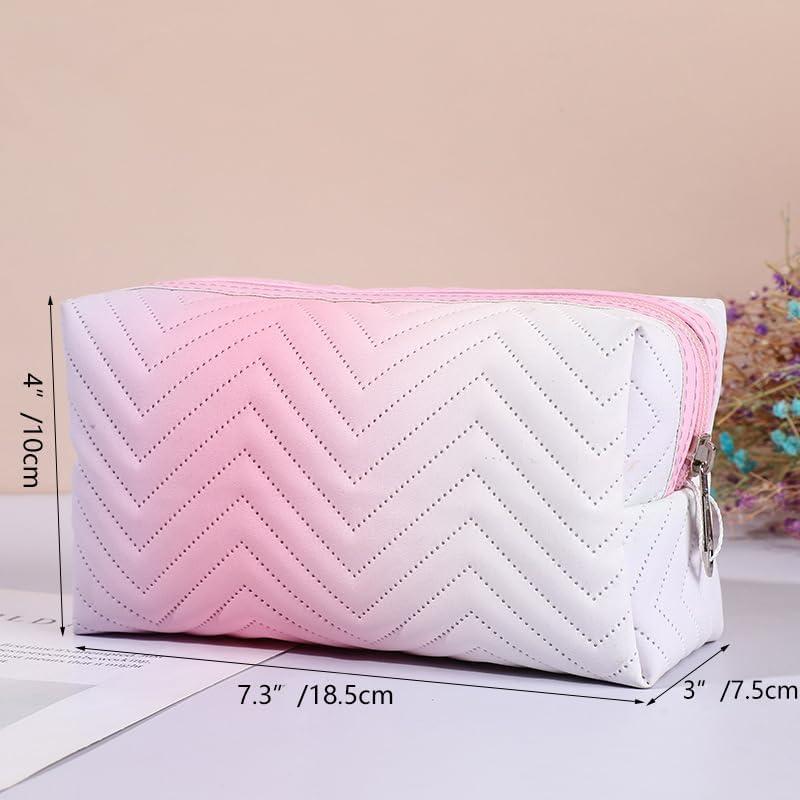 Cosmetic Bag Makeup Bag PU Leather Waterproof Portable Toiletry Bags Pouch Organizer Travel Organizer Compliant Bag for Women Purse for Toiletries Accessories Brushes Small Rainbow Gradient Pink gradient purple gradient blue cute makeupbag cosmetic bags