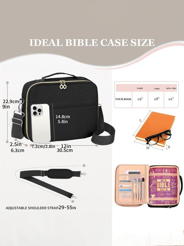 Women's Elegant Letter Pattern Bible Cover with Detachable Pencil Case, Fashionable Zipper Bible Bag, Casual Trendy Versatile High-quality Daily Commuting Bag