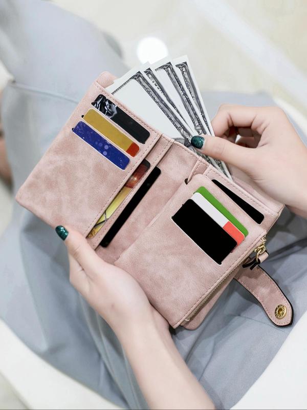 Women's Elegant Minimalist Short Wallet with Wristlet,  Purses for Women, 2024 Trendy Casual Versatile Zipper Card Slots Purse Wallet, Trendy Wallet for Women for Daily Use