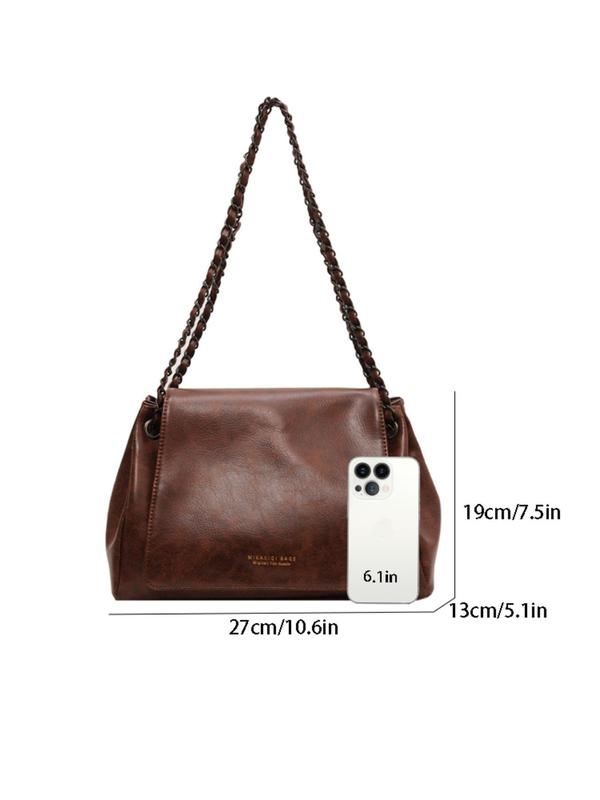 Women's Fashion Chain Strap Crossbody Bag, Casual Solid Color Shoulder Bag for Daily Used, Trendy Versatile High-quality Daily Commuting Bag