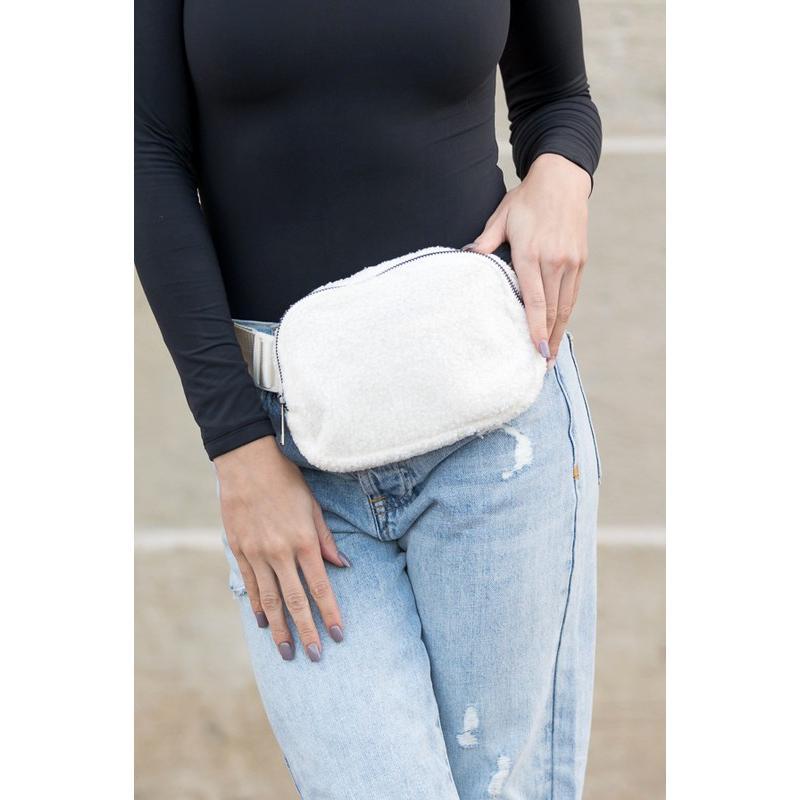 Aili's Corner Lola Boucle Sherpa Sling Belt Bag