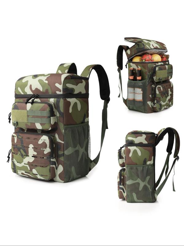 Large Capacity Double Layer Waterproof Cooler Bag, Camo Pattern Lunch Bag, Lightweight Backpack for Camping, Hiking, Picnic