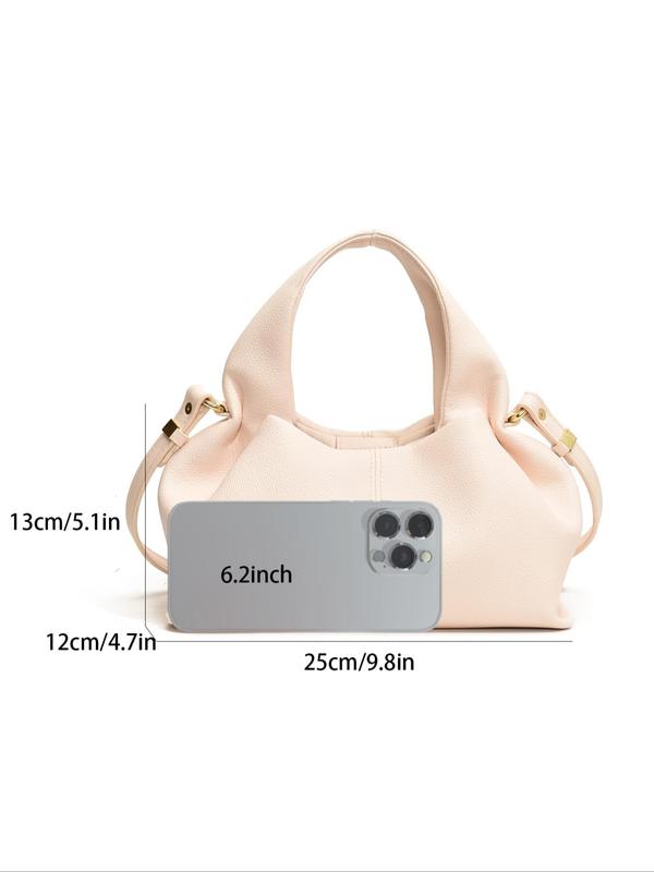 Women's Elegant Solid Color Handbag, Fashionable Classic Pleated Design Carrying Bag for Daily Used, Casual Trendy Versatile High-quality Daily Commuting Bag