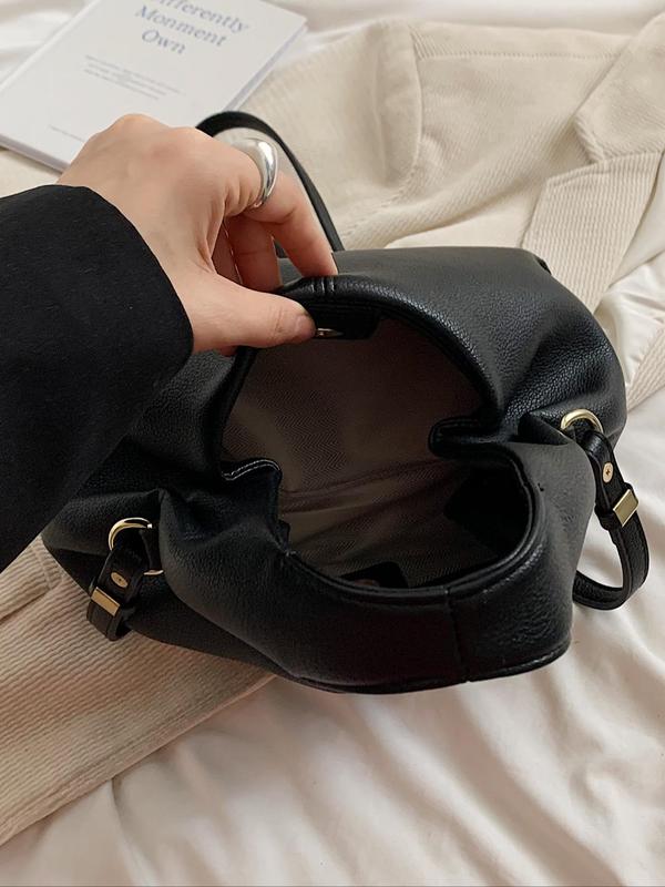 Women's Elegant Solid Color Handbag, Fashionable Classic Pleated Design Carrying Bag for Daily Used, Casual Trendy Versatile High-quality Daily Commuting Bag