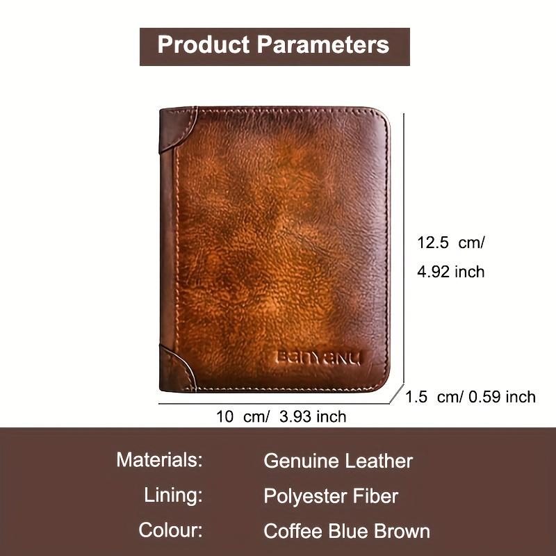 1pc, Men's Wallet, Tri-fold Genuine Leather Vintage Wallet, RFID Blocking Function, Suitable For Daily Use Or As A Labor Day Gift, Veterans Day Gift, Thanksgiving Gift, Christmas Gift, Men's Coin Purse, Men's Credit Card Bag