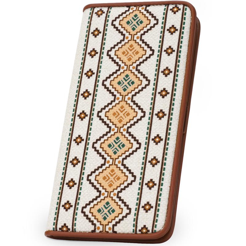 Women's Southwestern Pattern Canvas Wallet with RFID Blocking, Bifold Clutch, Long Billfold Compact Credit Card Holder