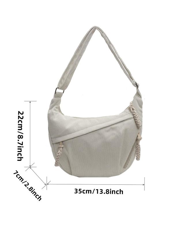 Women's Solid Color Zipper Design Crossbody Bag, Fashionable Multi-pocket Shoulder Bag for Daily Used, Casual Trendy Versatile High-quality Daily Commuting Bag