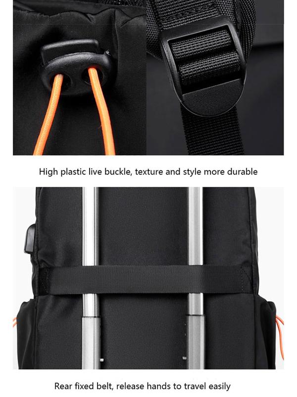 Casual Oxford Backpack, Men's Waterproof Zipper Backpack, USB Charging Large Capacity Backpack