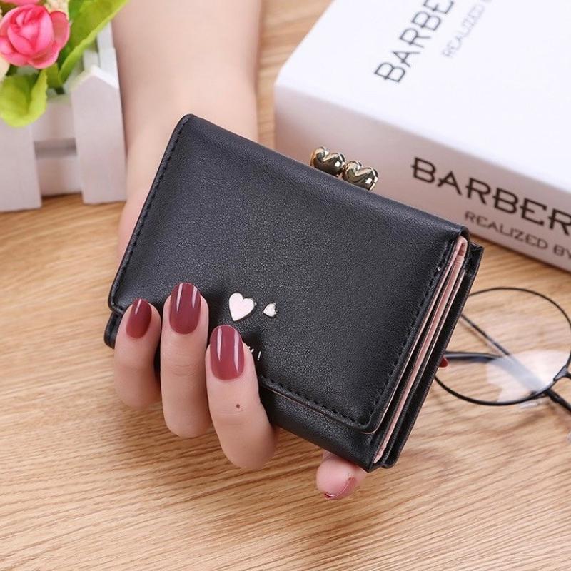 Snap Closure Trifold Wallet for Women Kiss-lock Clutch Credit Cards Holder Coin Purse