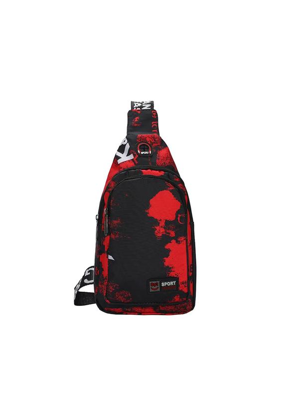 Men's Random Graphic Print Zipper Bum Bag, Casual Matching Trendy Sports Chest Bag, Male Fashion Basic All-match Fanny Pack for Daily Used, New Arrival Multifunctional Outdoor Sling Bag