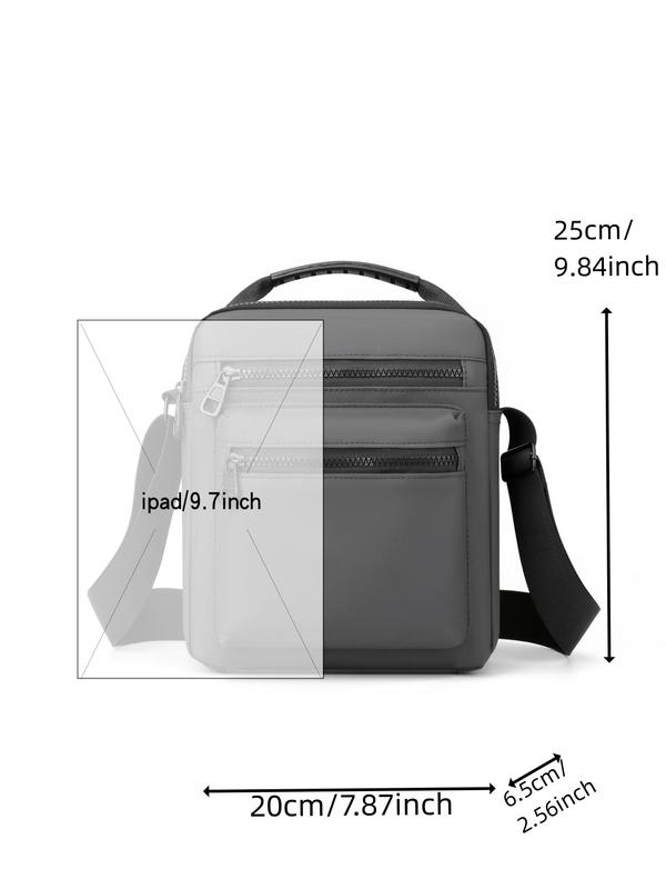 Men's Casual Plain Zipper Crossbody Bag, Large Capacity Shoulder Bag for Work & Daily Used, Simple All-match Bag for Men