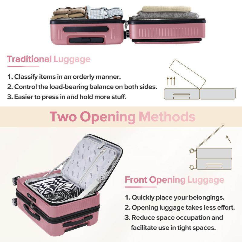 [SAYGOGO] Carry-on Luggage 20 Inch Front Open Luggage Lightweight Suitcase with Front Pocket and USB Port, 1 Portable Carrying Case