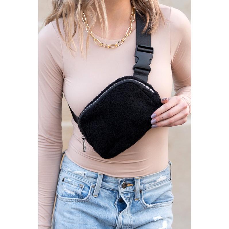 Aili's Corner Lola Boucle Sherpa Sling Belt Bag