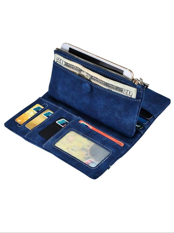 Women's  Solid Color Long Wallet, Fashionable Pu Zipper Wallet for Daily Used, Casual Trendy Versatile High-capacity Card Holder