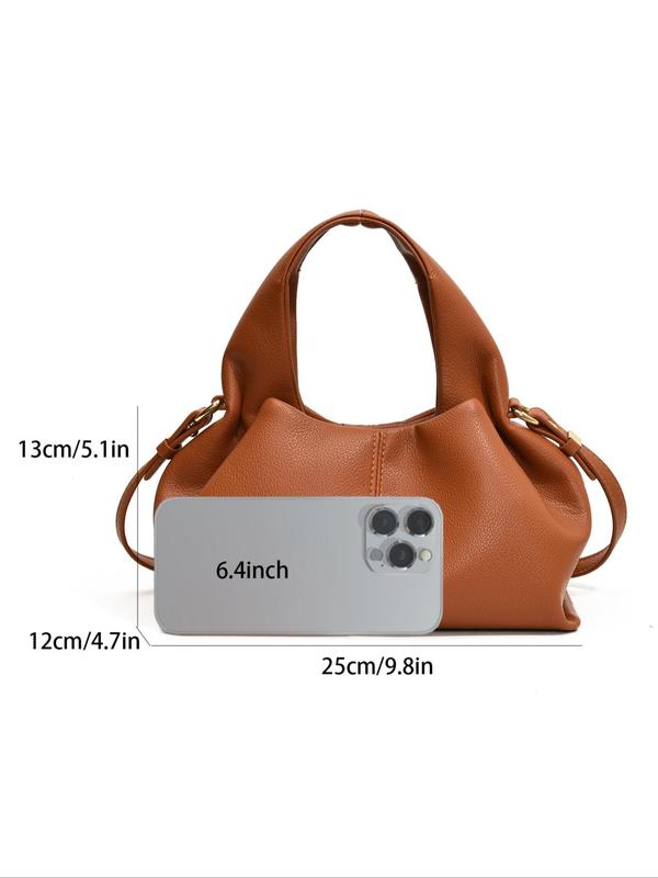 Women's Elegant Solid Color Handbag, Fashionable Classic Pleated Design Carrying Bag for Daily Used, Casual Trendy Versatile High-quality Daily Commuting Bag