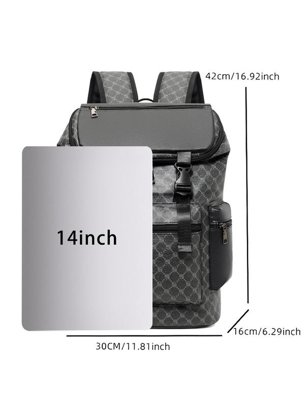 Fashionable All Over Print Backpack, Casual Large Capacity Zipper Backpack for Women & Men, Durable Spacious Backpack for Business Travel