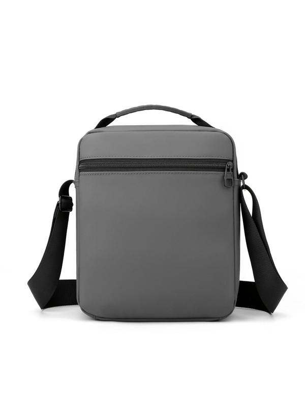 Men's Casual Plain Zipper Crossbody Bag, Large Capacity Shoulder Bag for Work & Daily Used, Simple All-match Bag for Men