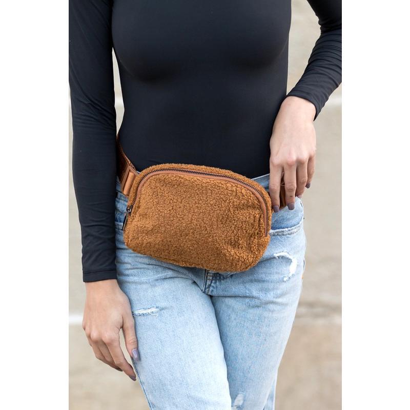 Aili's Corner Lola Boucle Sherpa Sling Belt Bag