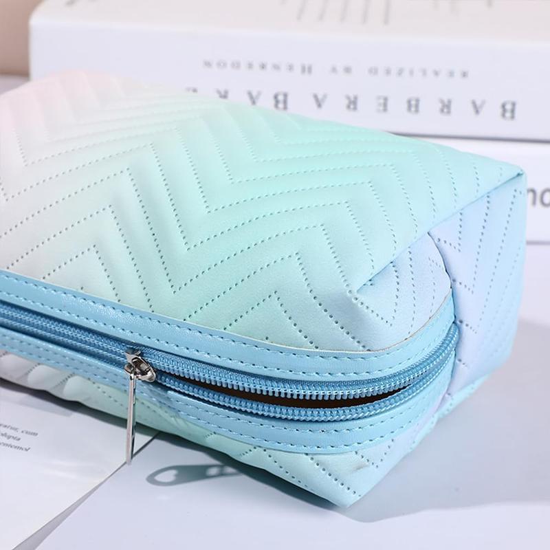 Cosmetic Bag Makeup Bag PU Leather Waterproof Portable Toiletry Bags Pouch Organizer Travel Organizer Compliant Bag for Women Purse for Toiletries Accessories Brushes Small Rainbow Gradient Pink gradient purple gradient blue cute makeupbag cosmetic bags