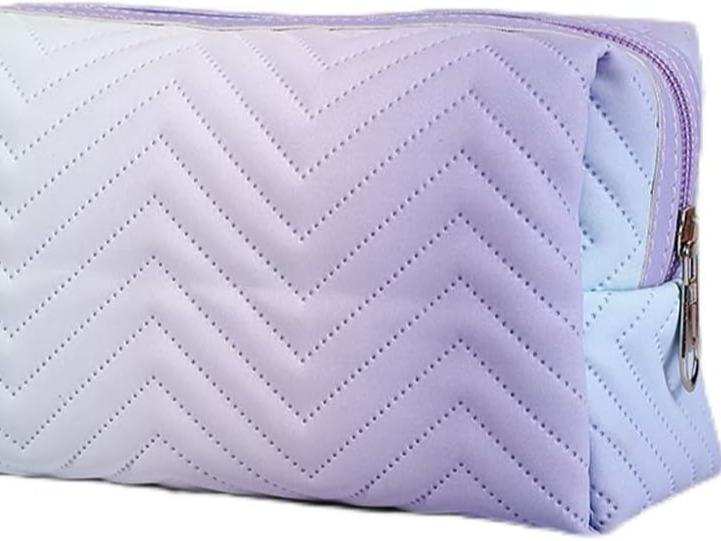 Cosmetic Bag Makeup Bag PU Leather Waterproof Portable Toiletry Bags Pouch Organizer Travel Organizer Compliant Bag for Women Purse for Toiletries Accessories Brushes Small Rainbow Gradient Pink gradient purple gradient blue cute makeupbag cosmetic bags