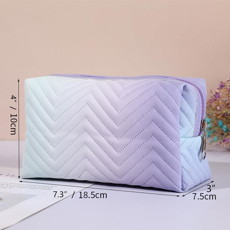 Cosmetic Bag Makeup Bag PU Leather Waterproof Portable Toiletry Bags Pouch Organizer Travel Organizer Compliant Bag for Women Purse for Toiletries Accessories Brushes Small Rainbow Gradient Pink gradient purple gradient blue cute makeupbag cosmetic bags