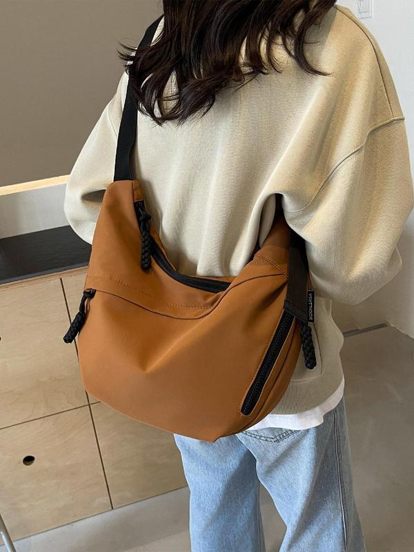 Women's Solid Color Zipper Design Crossbody Bag, Fashionable Multi-pocket Shoulder Bag for Daily Used, Casual Trendy Versatile High-quality Daily Commuting Bag