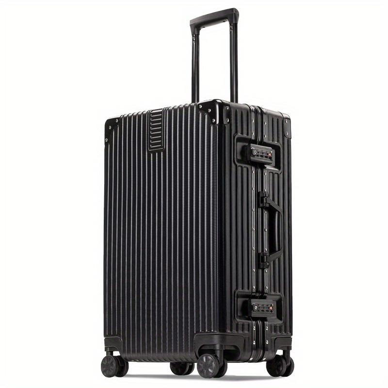 2024 Travel Case - Durable Hard Shell, Stylish Striped Design, Convenient Carry On, Smooth Universal Wheel, Sturdy Aluminum Frame, Spacious Trolley Case with Secure Password Protection - High-quality Luggage Suitcase for Frequent Travelers