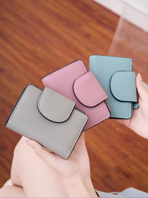 Minimalist Solid Color Short Wallet, 2024 New Style Portable Bifold Small Purse, Casual Multifunctional Credit Card Holder for Daily Use