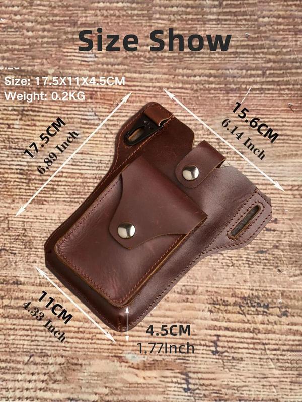 Men's Vintage Fashion Leather Belt Bag, Casual Multi-functional Key Wallet, Sports Phone Waist Bag for Daily Used