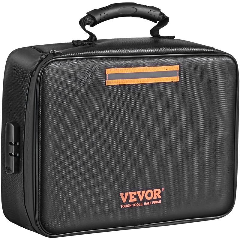 VEVOR Fireproof Document Box, Fireproof Document Bag with Lock 2000℉, 3-layer Fireproof and Waterproof File Box 14.17x10.63x4.13 inch with Zipper, for Money, Documents, Jewelry and Passport Organiser Silicone