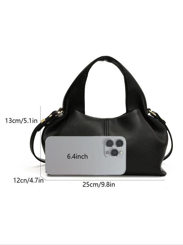 Women's Elegant Solid Color Handbag, Fashionable Classic Pleated Design Carrying Bag for Daily Used, Casual Trendy Versatile High-quality Daily Commuting Bag